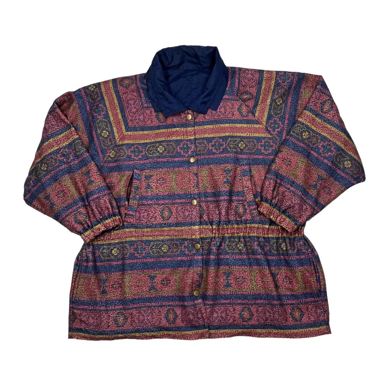 Vintage 90’s Reversible Abstract Crazy Patterned Fleece Windbreaker Jacket