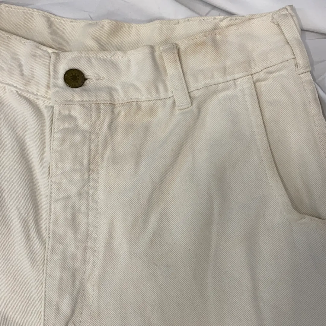 Vintage Brittania Wide Leg Cream Denim Pants - W30