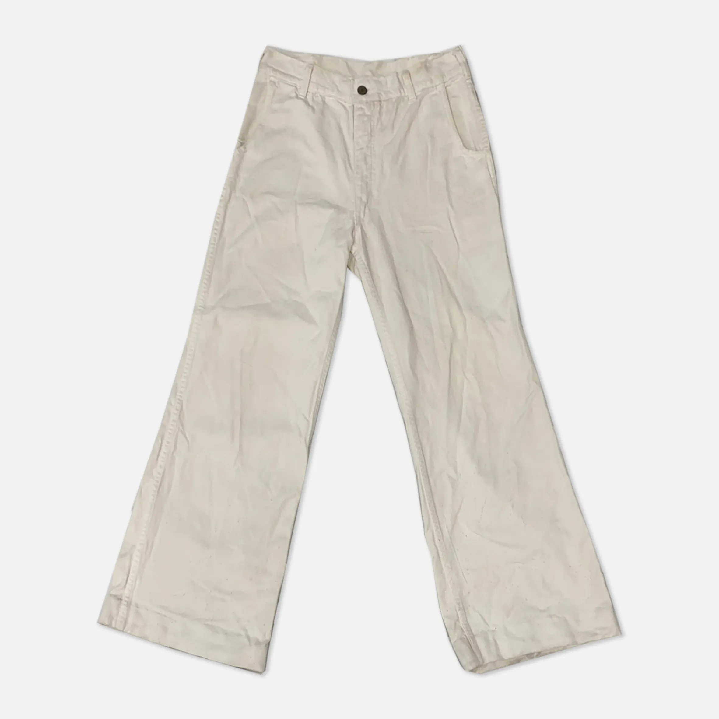 Vintage Brittania Wide Leg Cream Denim Pants - W30