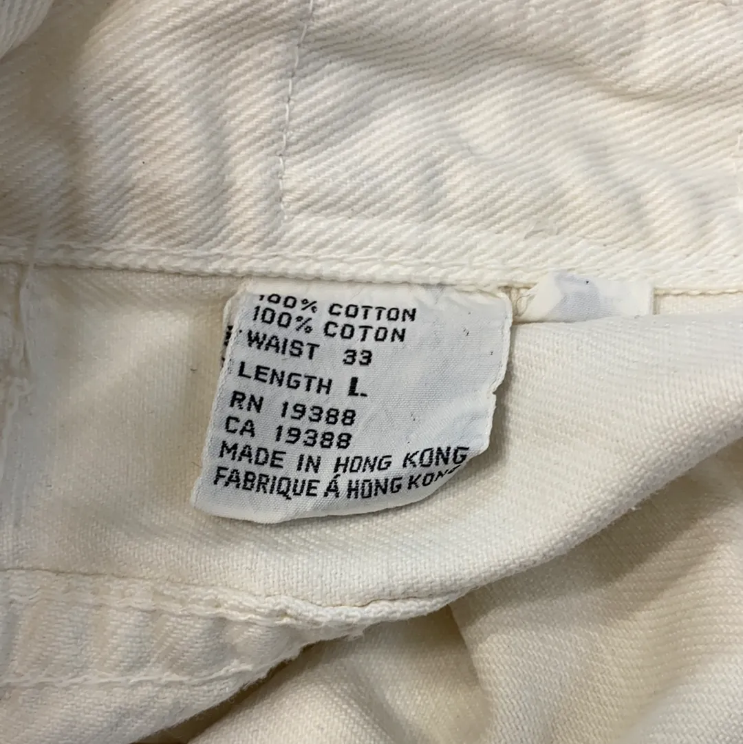 Vintage Brittania Wide Leg Cream Denim Pants - W30