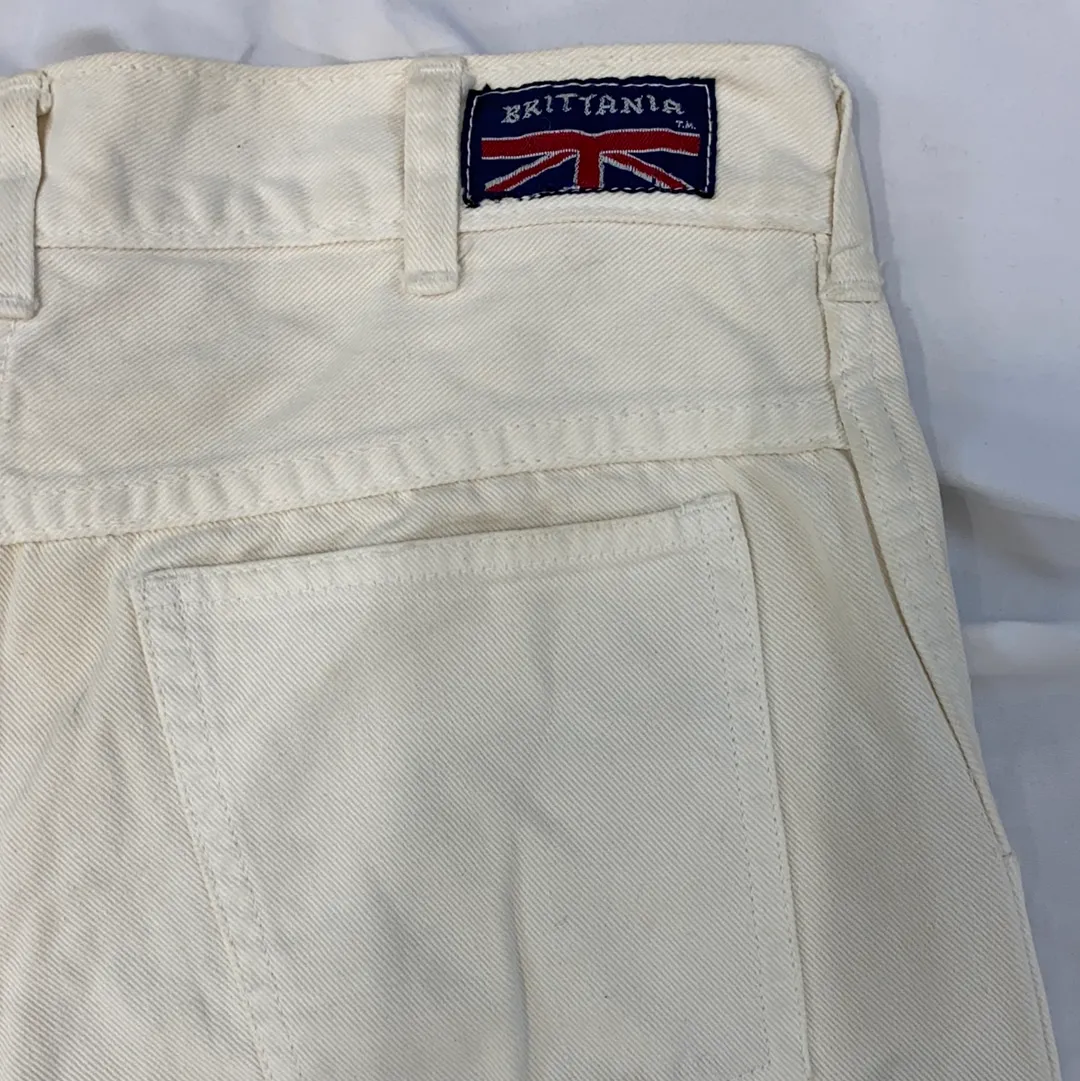 Vintage Brittania Wide Leg Cream Denim Pants - W30