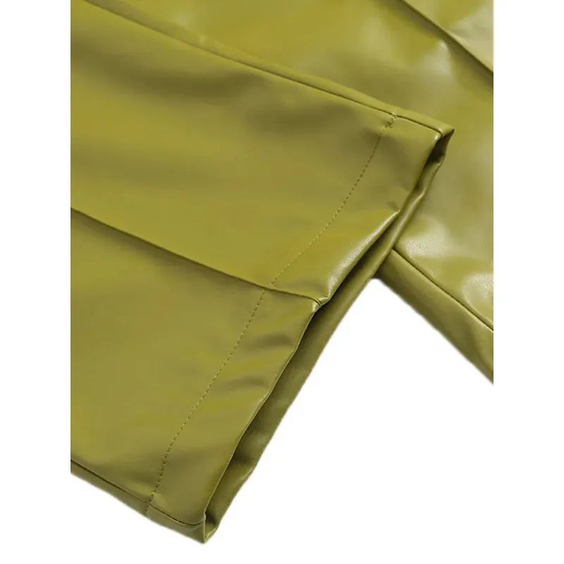 Vintage High Waist Faux Leather Straight Pants