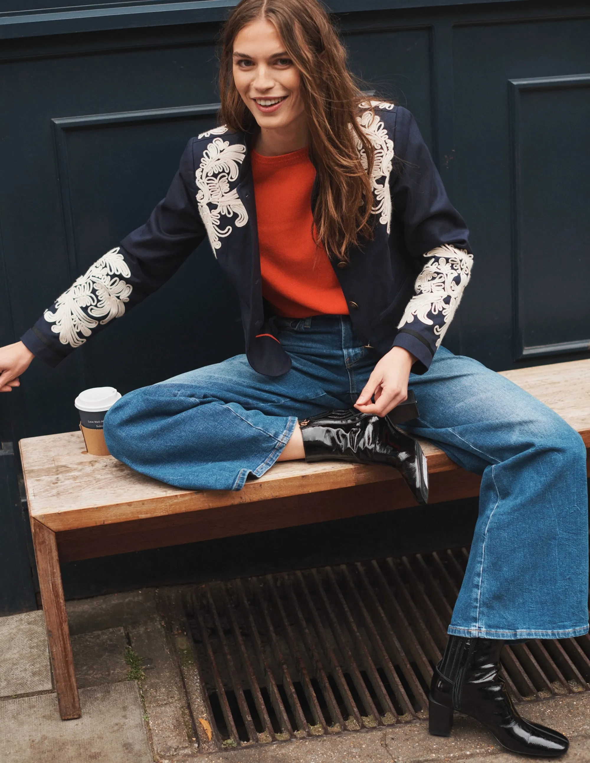 Warwick Embroidered Jacket-Navy