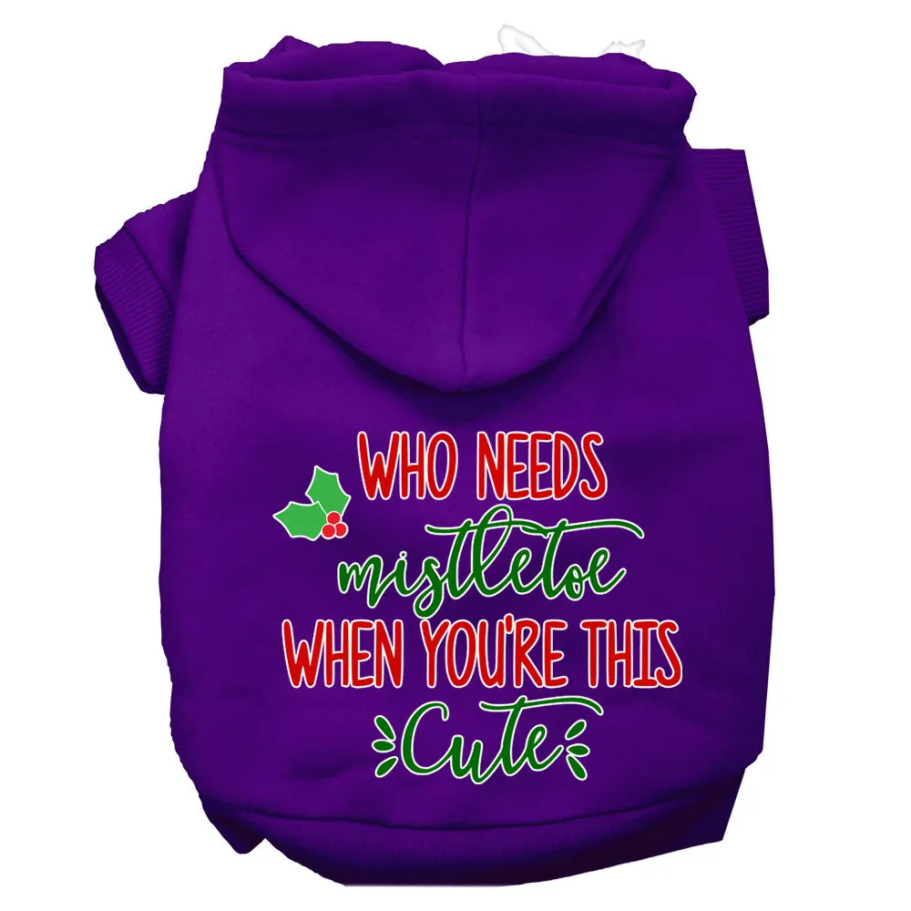 Who Needs Mistletoe Screen Print Dog Hoodie Purple Xxxl