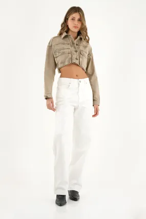 Women's Brown Cropped Jacket