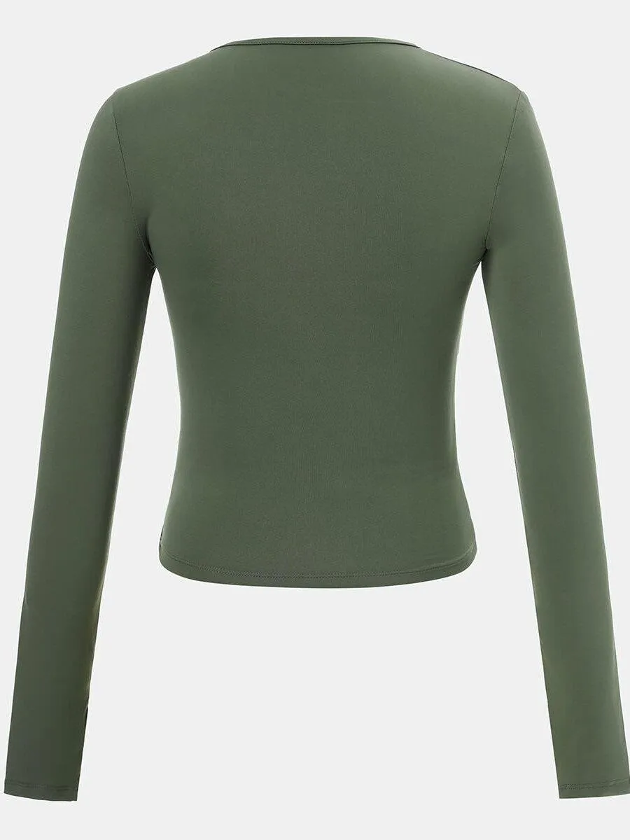 Women's Long Sleeve Light Green Plain Top