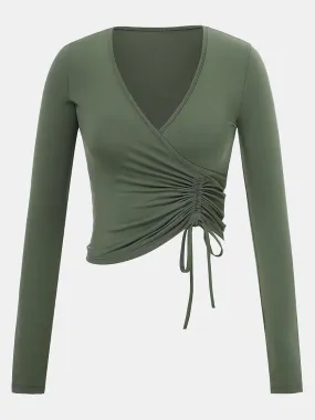 Women's Long Sleeve Light Green Plain Top