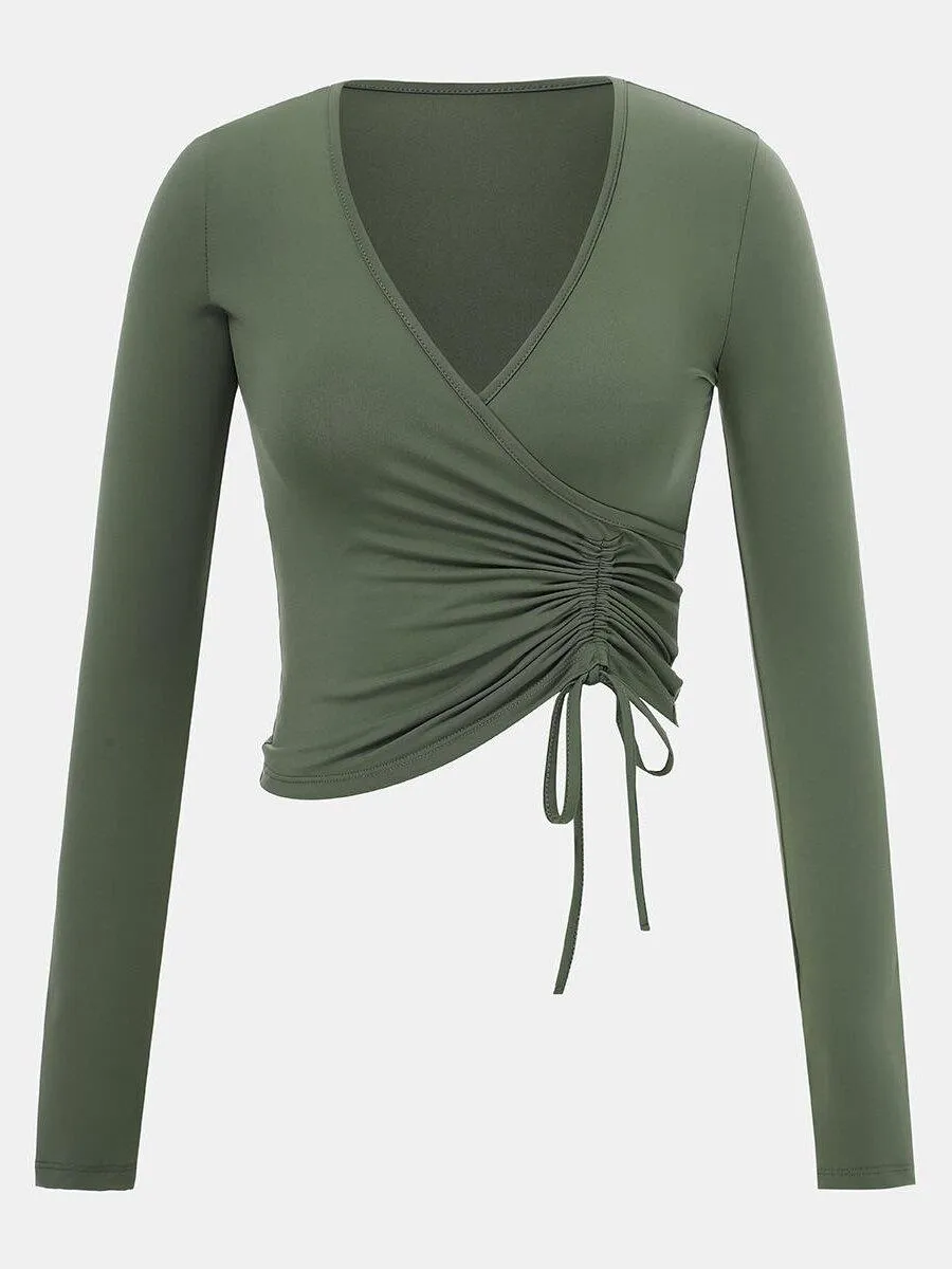 Women's Long Sleeve Light Green Plain Top